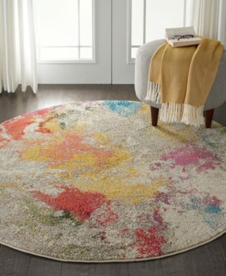 Celestial CES12 5'3"x5'3" Round Area Rug