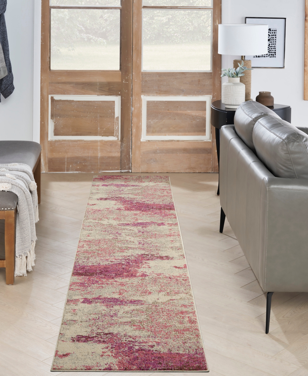 Nourison Home Celestial Ces02 2'2"x12' Runner Area Rug In Ivory,pink
