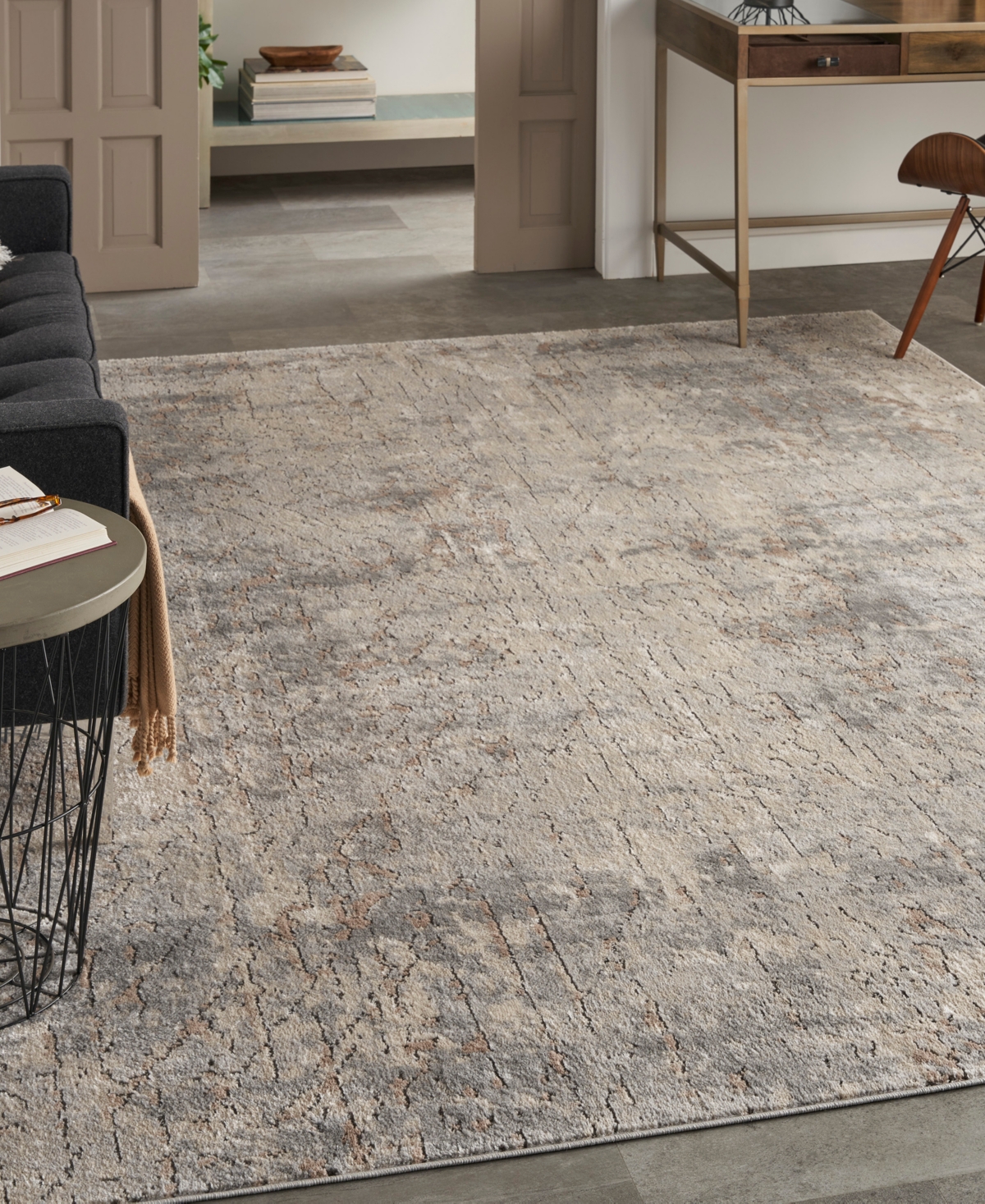 Nourison Home Quarry Qua03 6'7"x9'6" Area Rug In Beige,gray