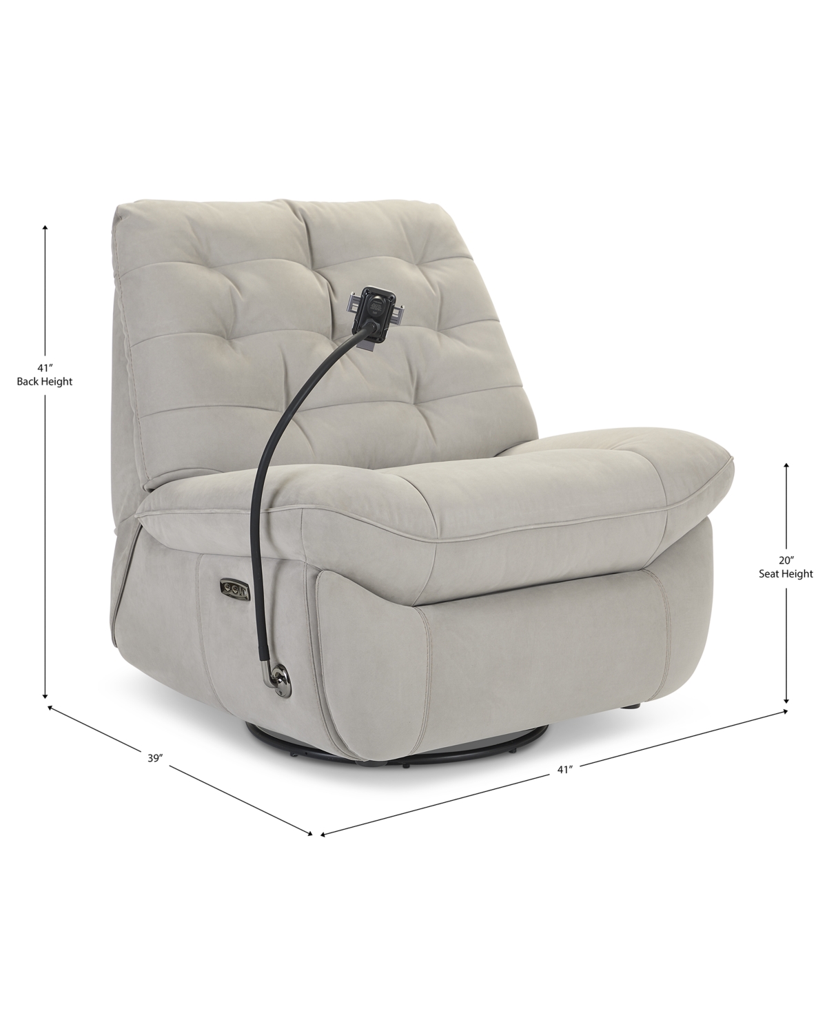 Macy's Bovell Fabric Power Swivel Glide Recliner, Created For  In Light Grey