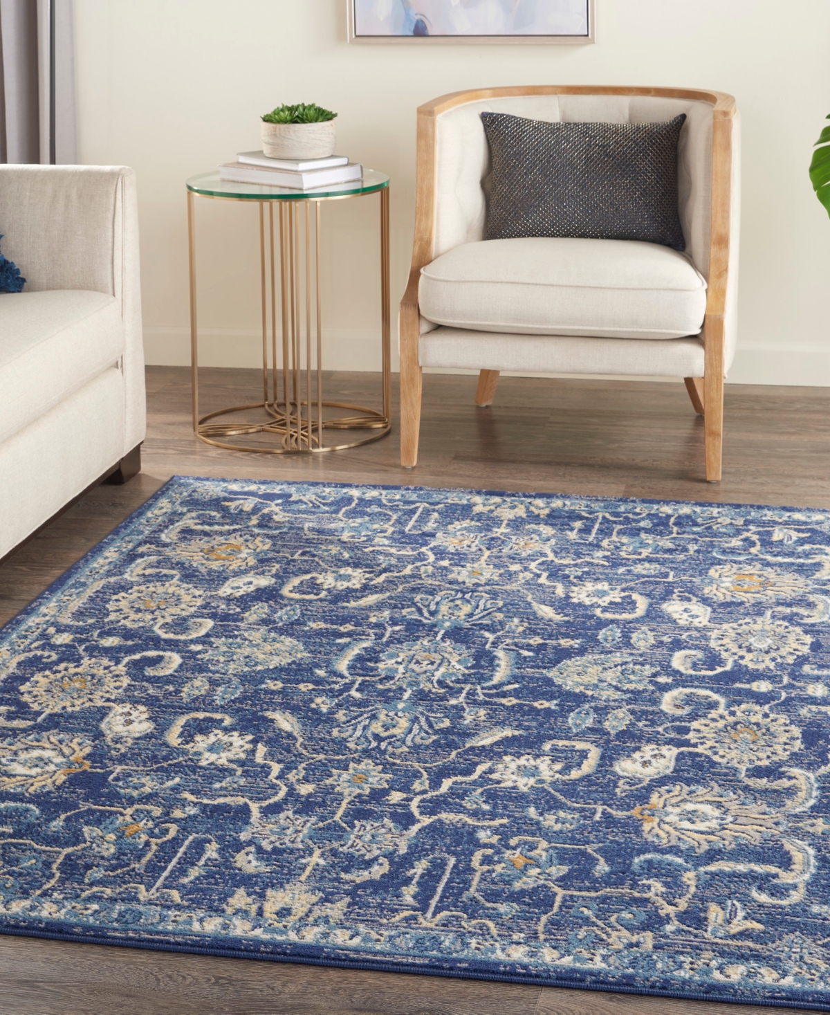 Nourison Home Grafix Grf24 3'9"x5'9" Area Rug In Navy