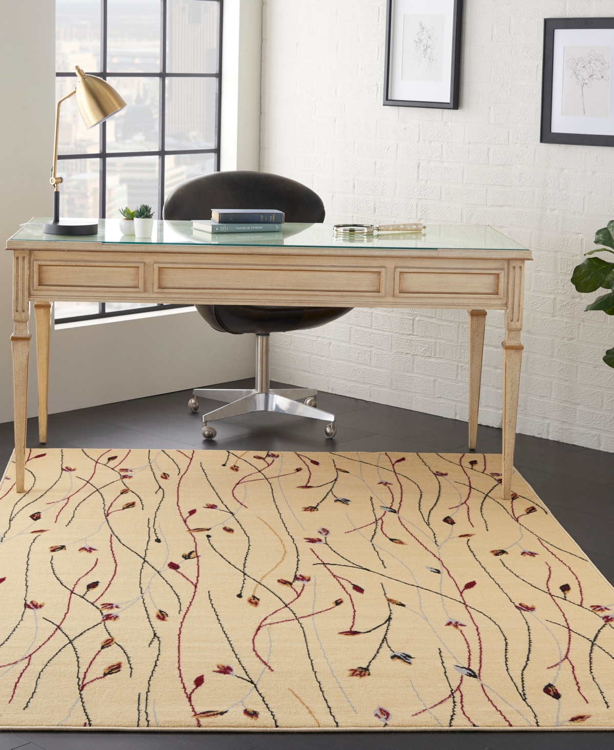 Nourison Home Grafix Grf15 3'9"x5'9" Area Rug In Cream