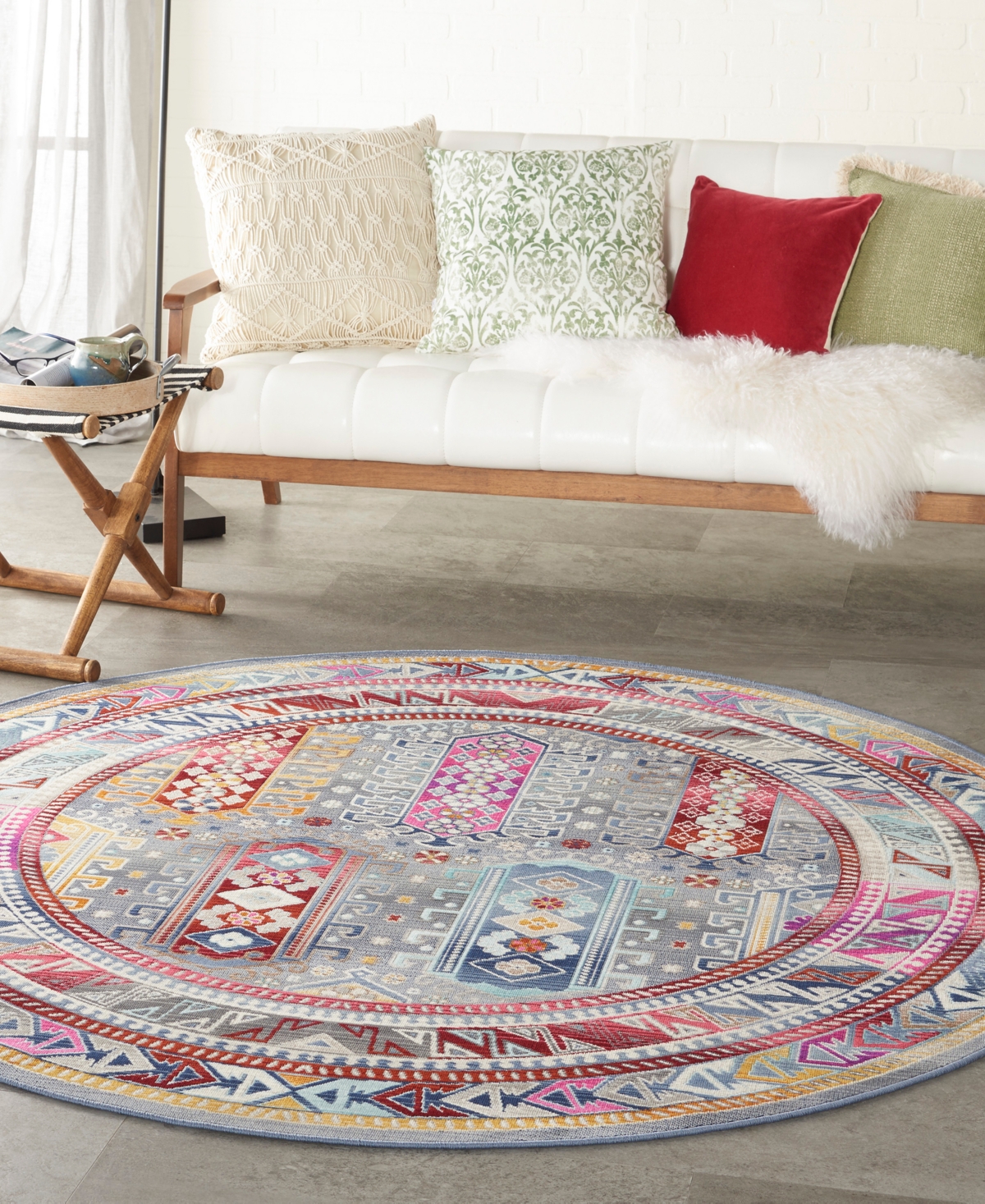 Nourison Home Vintage Kashan Vka06 6'x6' Round Area Rug In Gray,multi