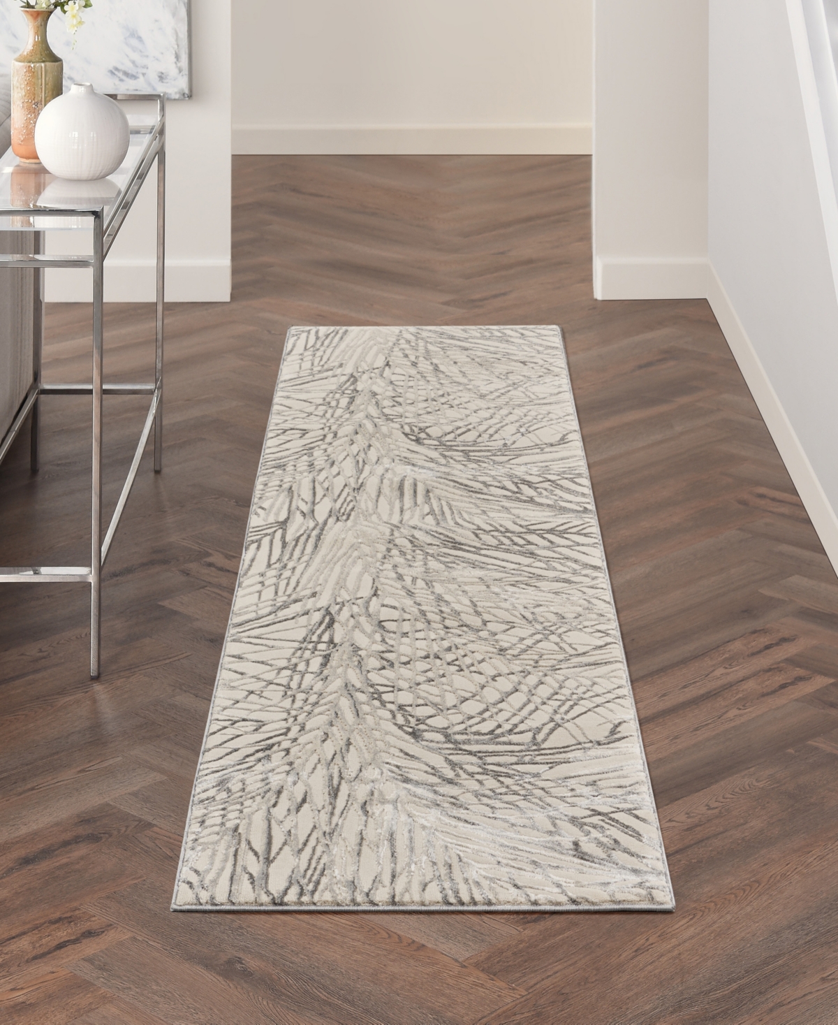 Nourison Home Rustic Textures Rus17 2'2"x7'6" Runner Area Rug In Ivory,gray