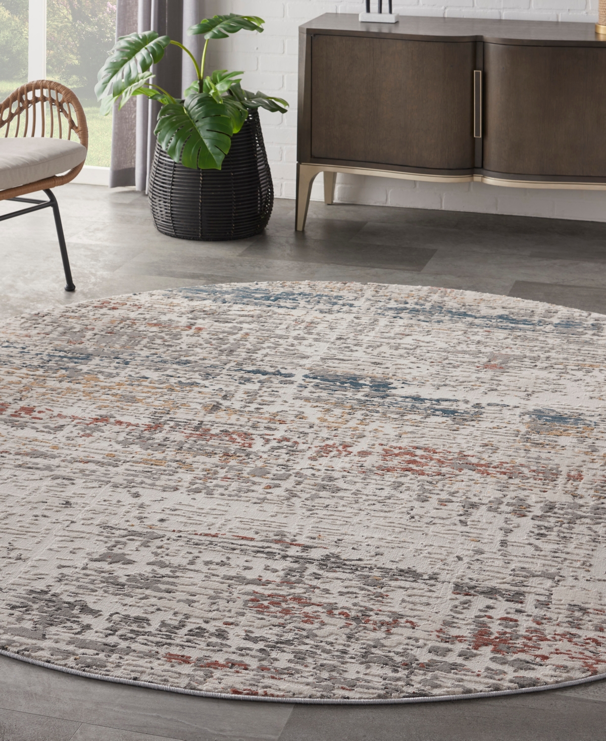 Nourison Home Rustic Textures Rus14 7'10"x7'10" Round Area Rug In Multi