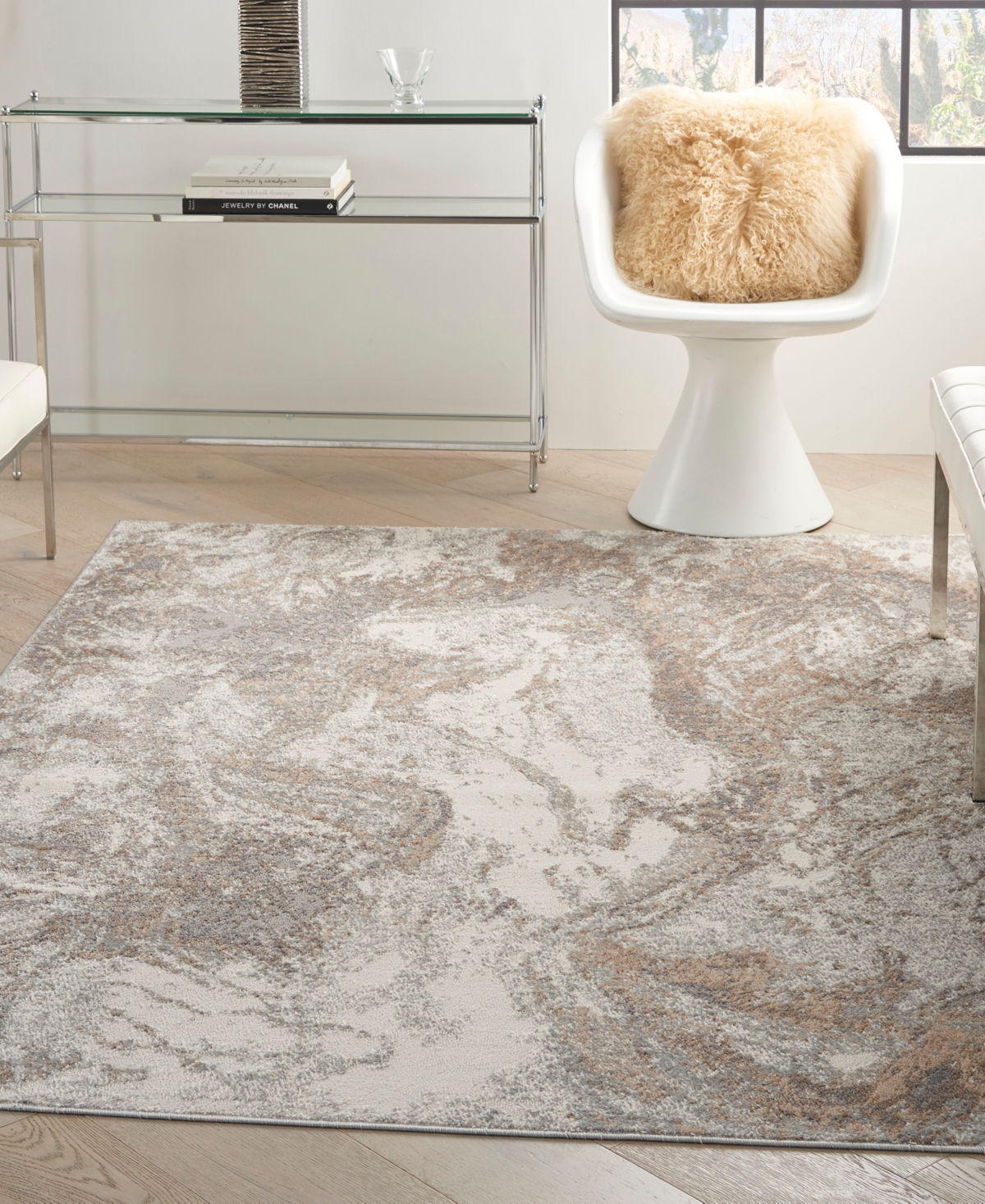 Nourison Home Elation Etn02 5'3"x7'3" Area Rug In Ivory,gray