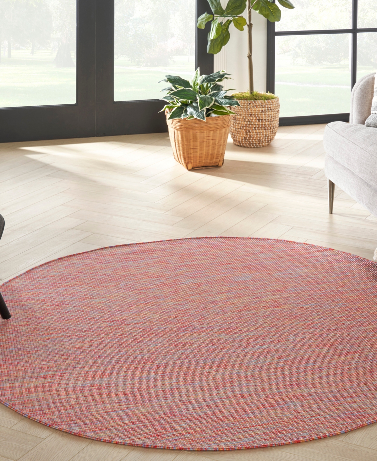 Nourison Home Positano Pos01 6'x6' Round Area Rug In Multi,pink