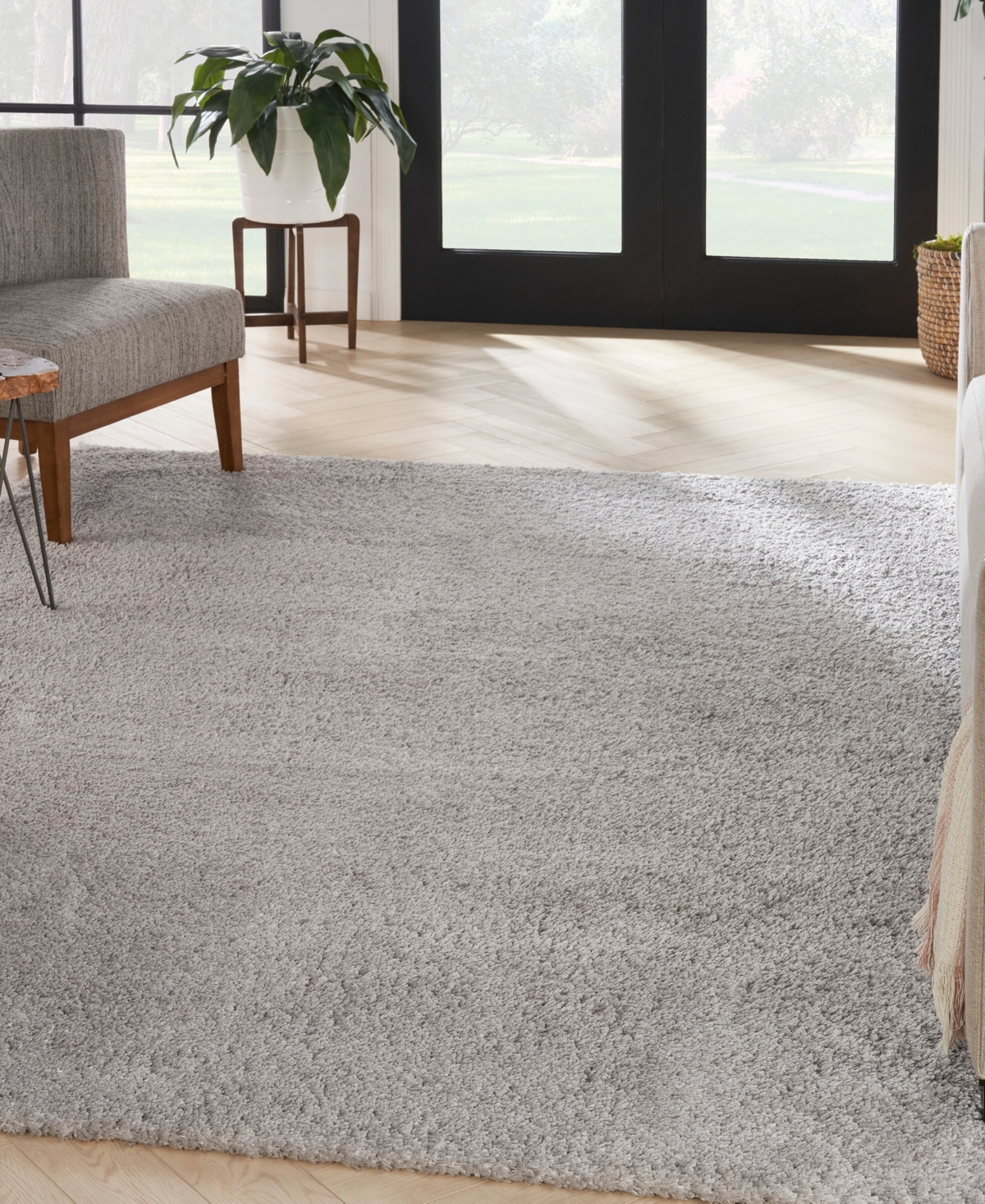 Nourison Home Dreamy Shag Drs05 7'10"x9'10" Area Rug In Silver