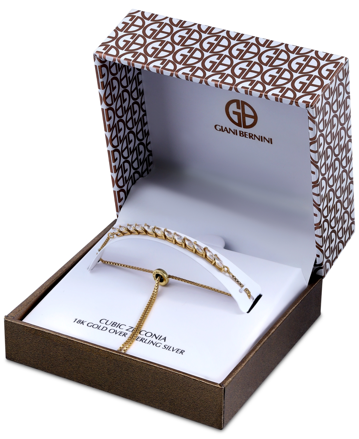 Giani Bernini Cubic Zirconia Marquise Bolo Bracelet, Created For Macy's In Gold
