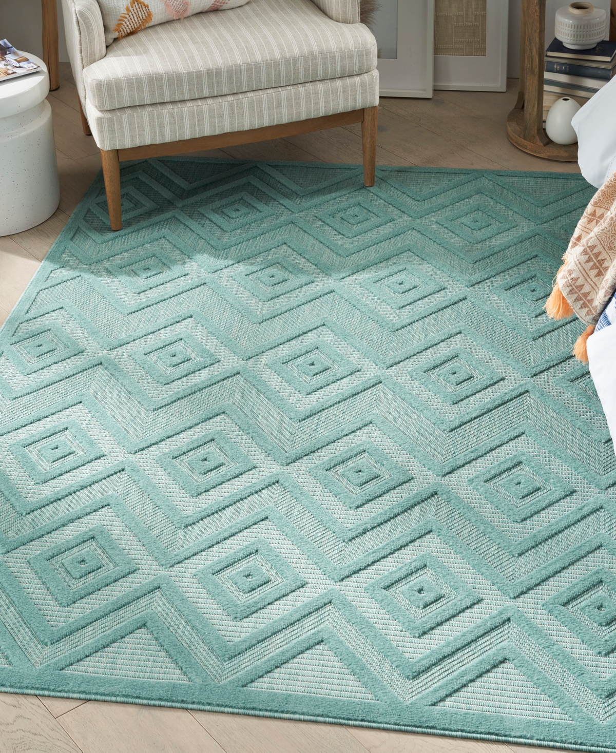 Nourison Home Versatile Nrv01 6'x9' Area Rug In Aqua,teal
