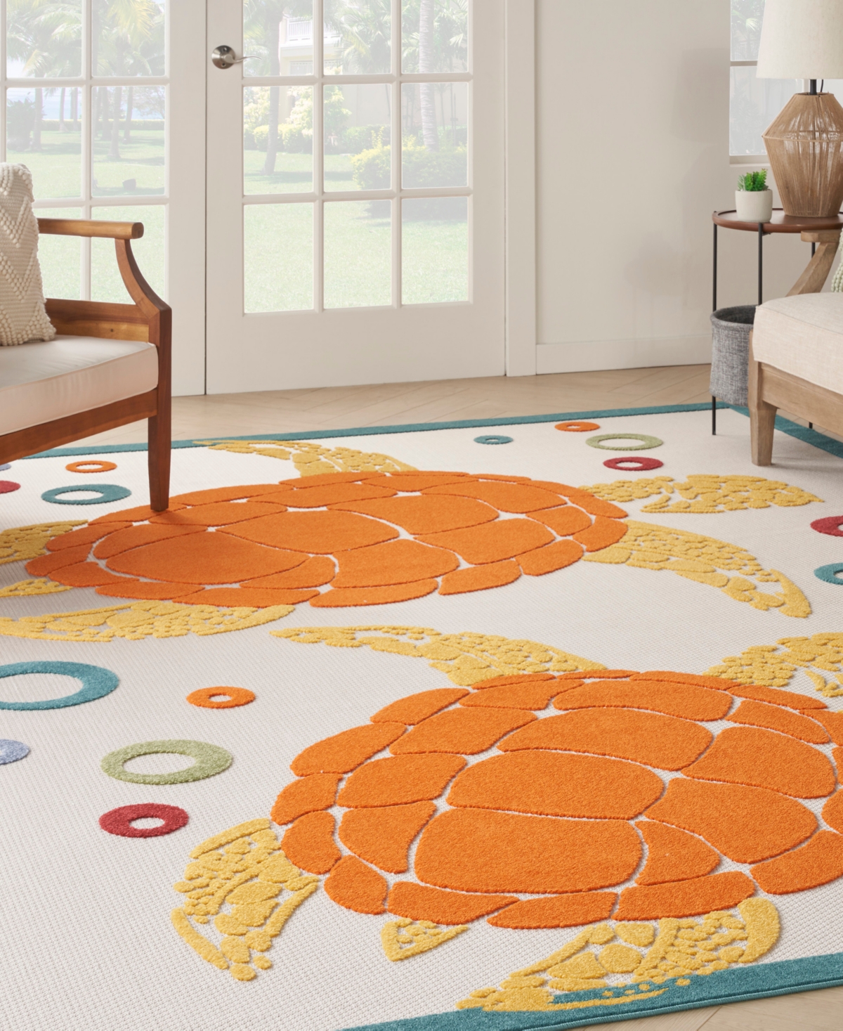 Nourison Home Aloha Alh27 7'10"x10'6" Area Rug In Teal,multi