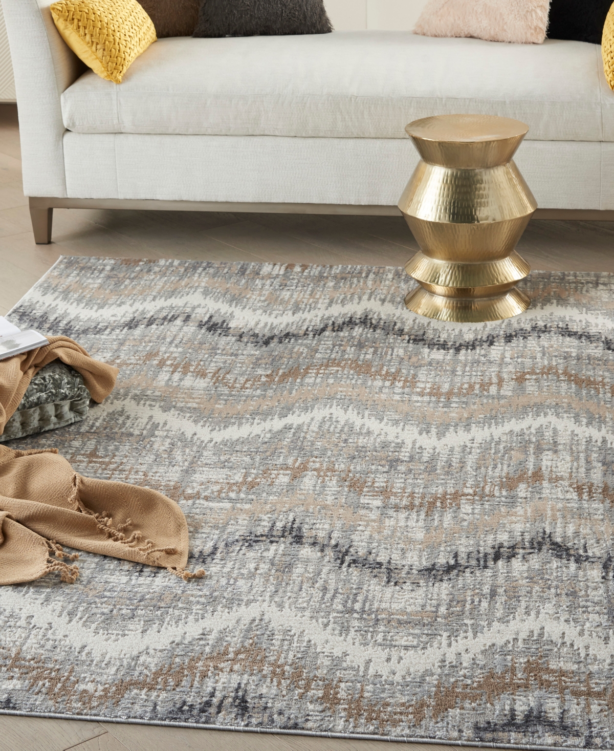 Nourison Home Elation Etn04 5'3"x7'3" Area Rug In Gray,ivory