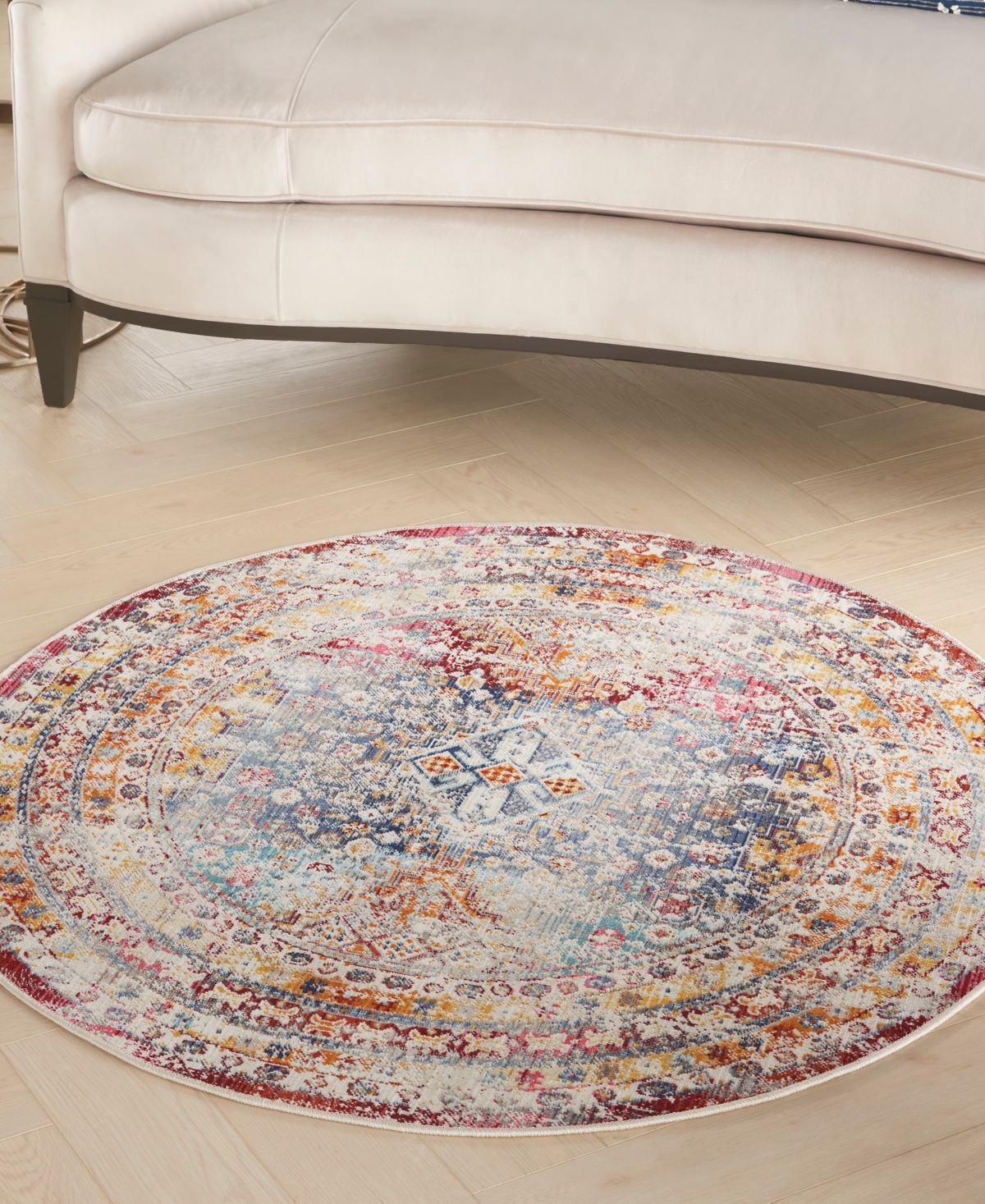 Nourison Home Vintage Kashan Vka09 4'x4' Round Area Rug In Multi