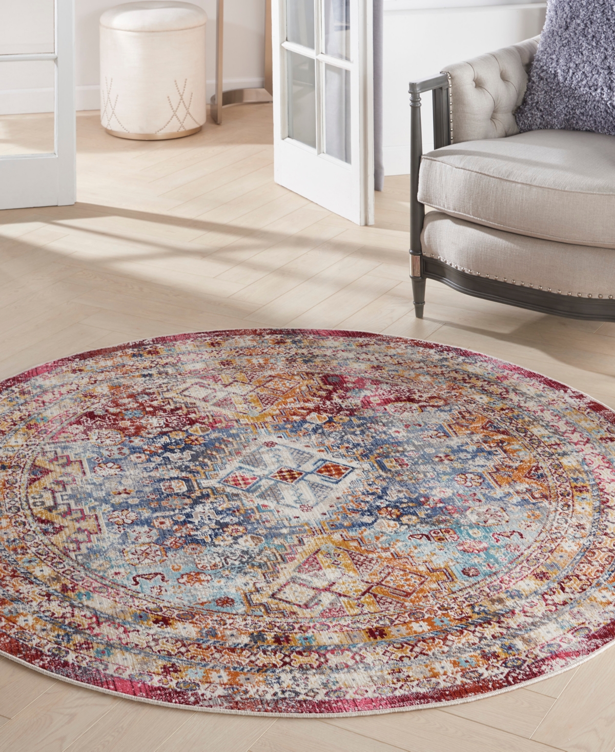 Nourison Home Vintage Kashan Vka09 6'x6' Round Area Rug In Multi
