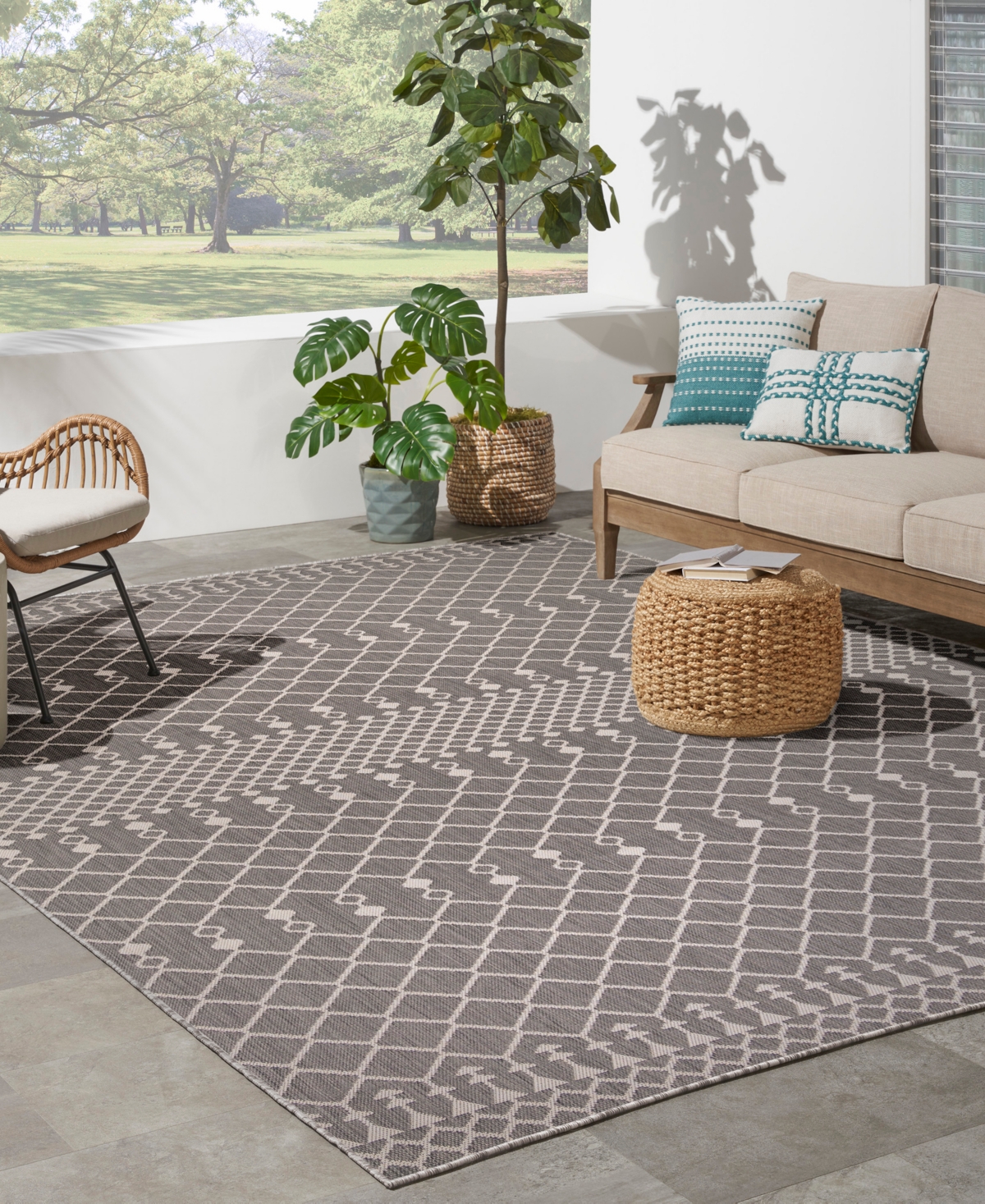 Nourison Home Positano Pos02 8'x10' Area Rug In Charcoal