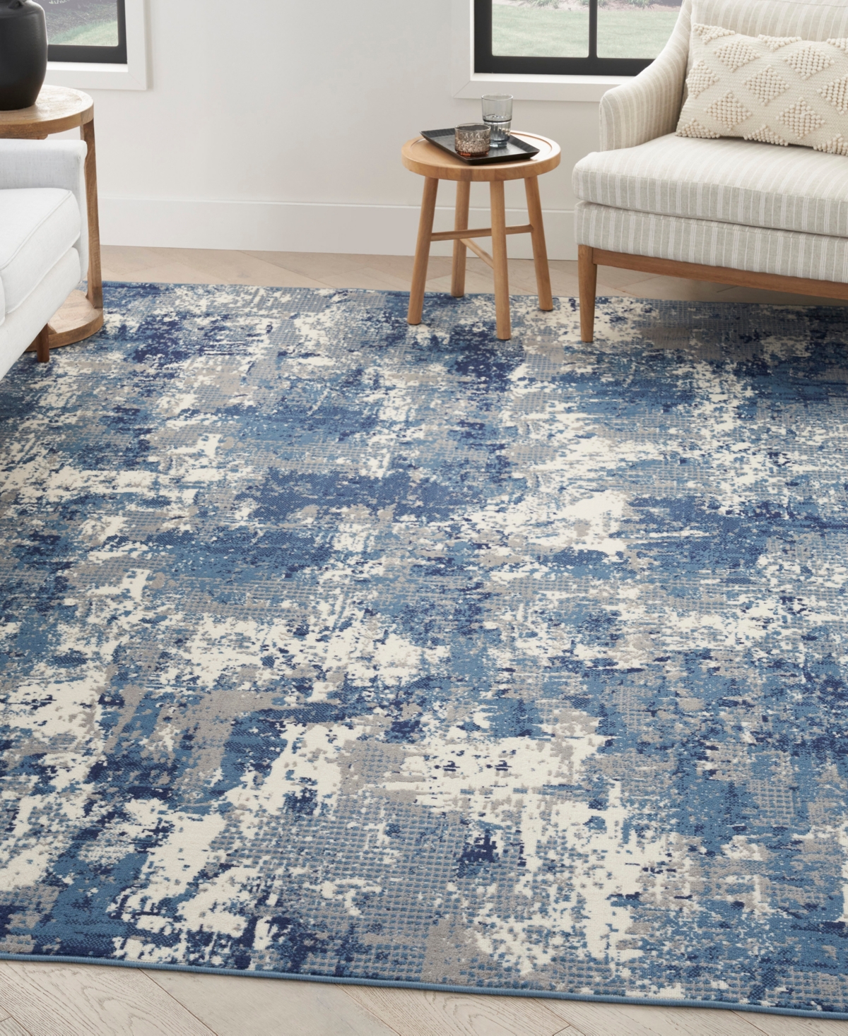 Nourison Home Grafix Grf38 7'10"x9'10" Area Rug In Navy,blue