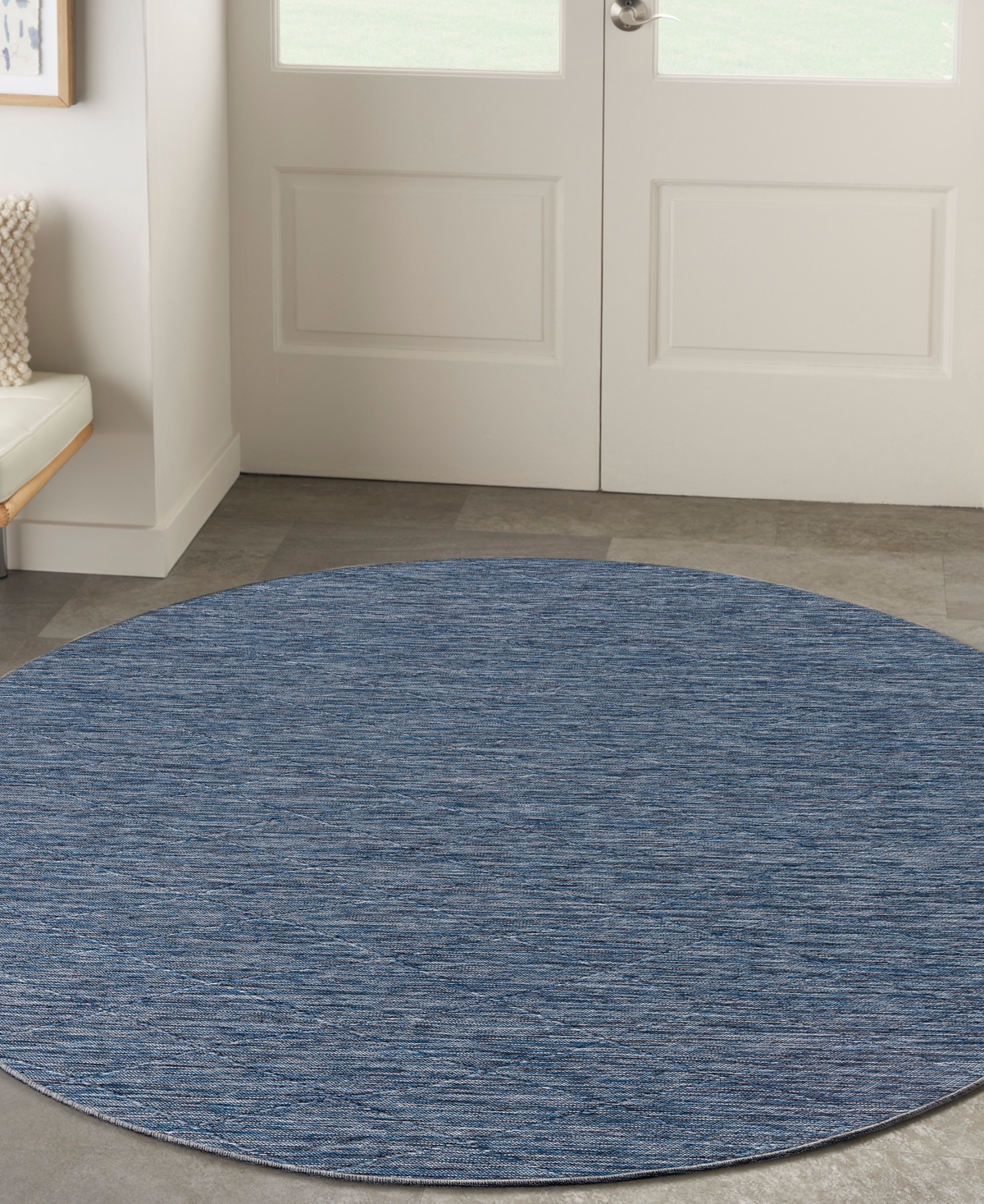 Nourison Home Washable Solutions Wsl01 8'x8' Round Area Rug In Navy