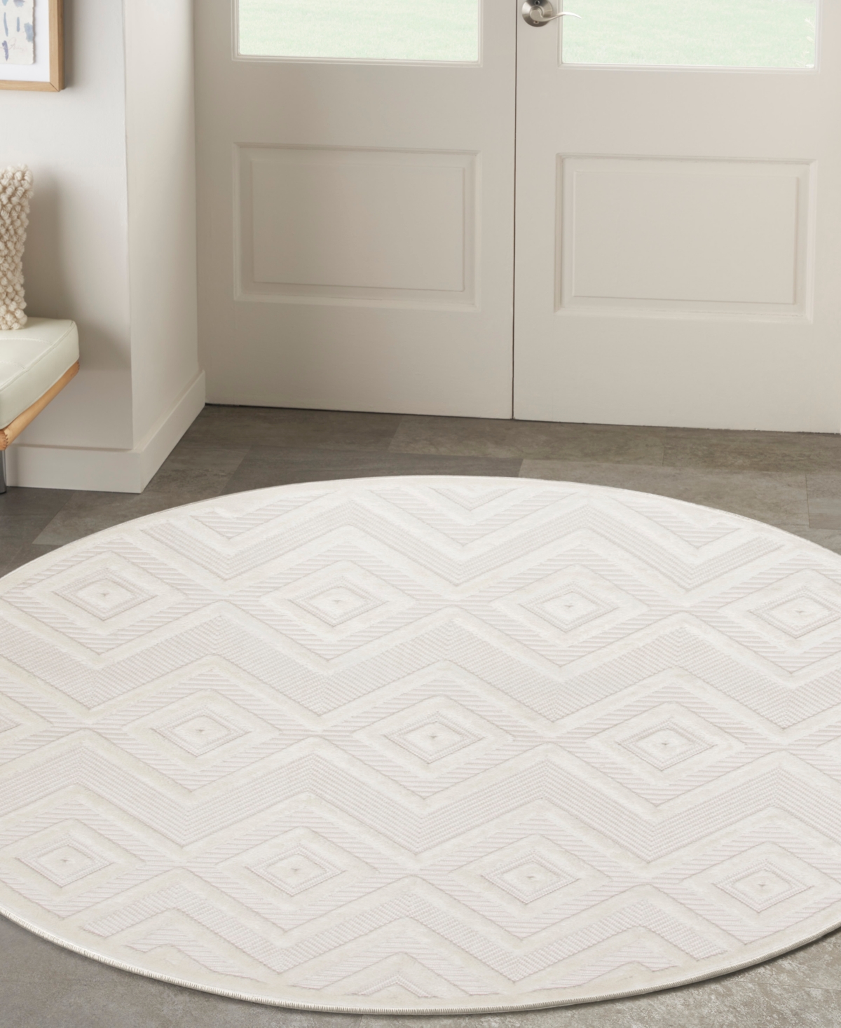 Nourison Home Versatile Nrv01 5'x5' Round Area Rug In Ivory