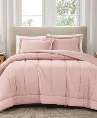 Solid Cotton Percale 3-Pc. Comforter Set, Full/Queen