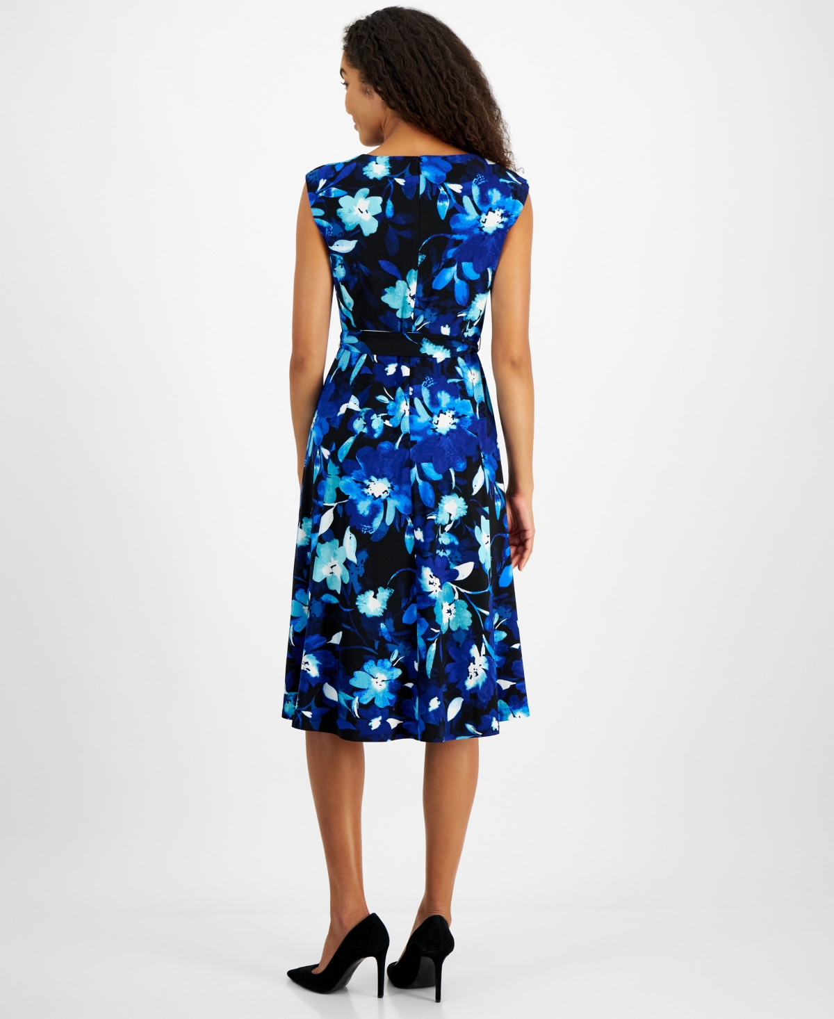 Kasper Women's Floral Cowlneck Fit & Flare Dress, Regular & Petite