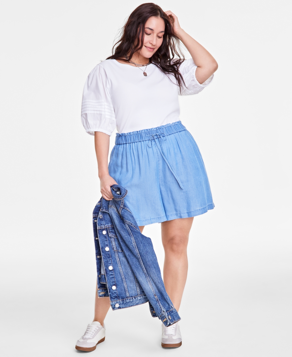 On 34th Trendy Plus Drawstring-waist High-rise Shorts, Exclusively At Macy's In Spring Was