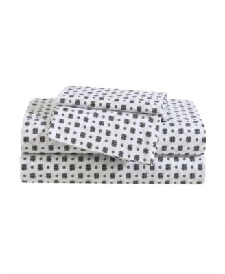 Printed 200-Thread Count Cotton Percale 3-Pc. Sheet Set, Twin