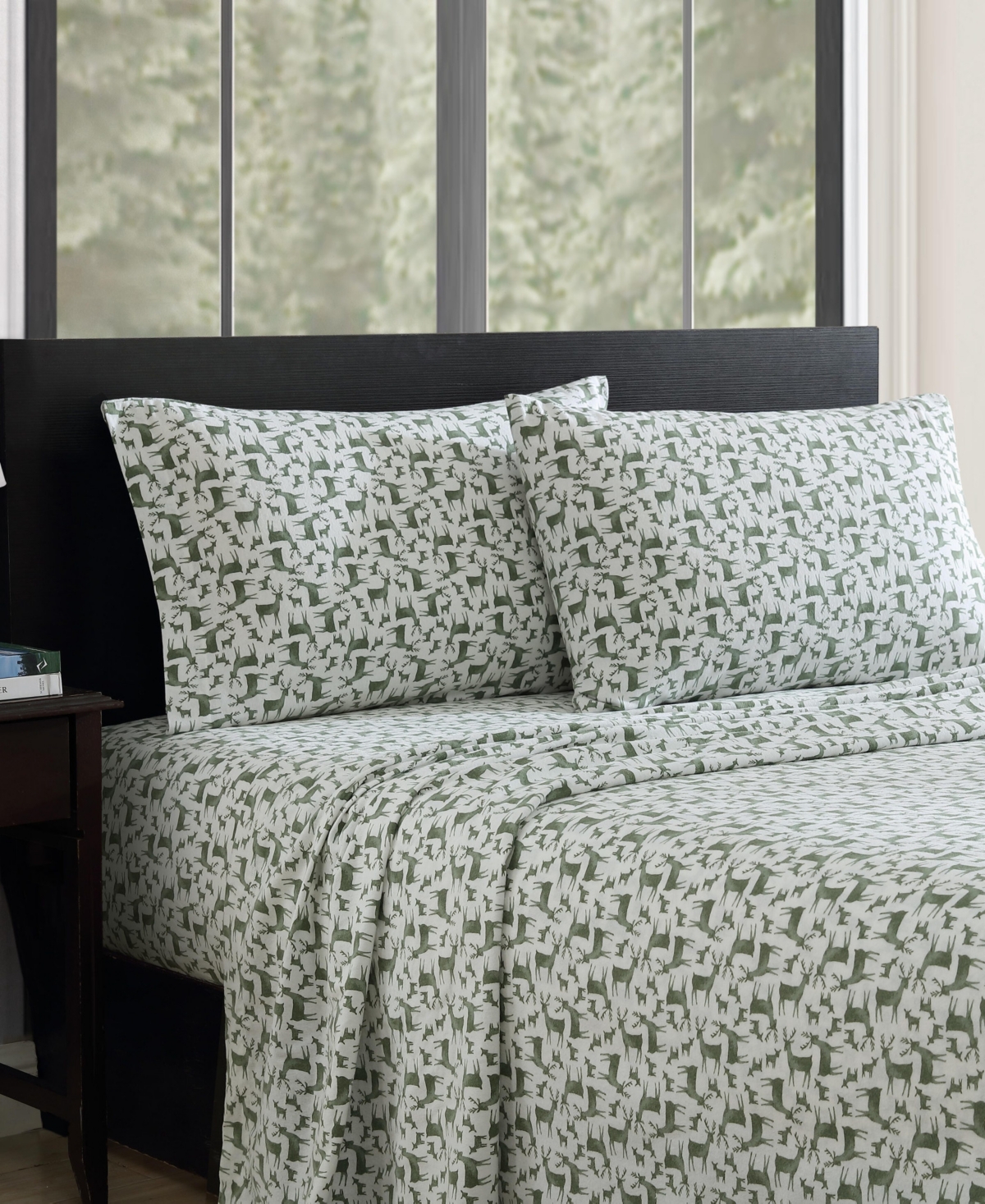 Eddie Bauer Holiday Cotton Flannel 4 Pc. Sheet Set, Queen In Deer Camp