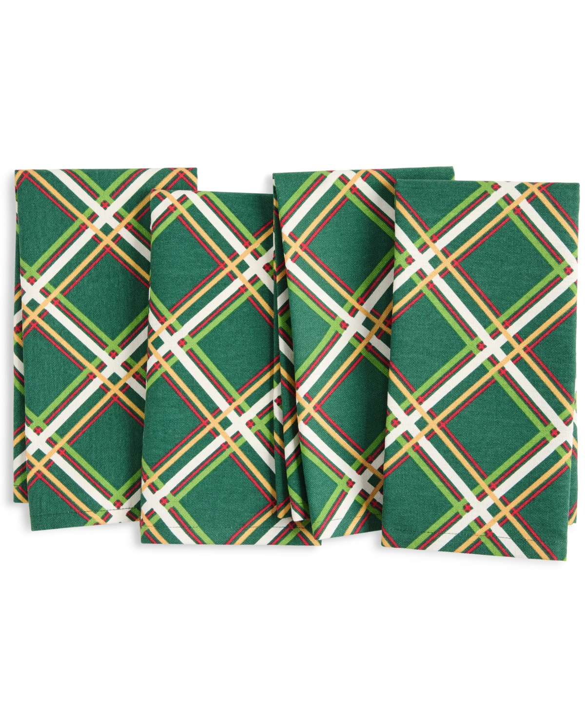 Acrobat Plaid Napkin 20" x 20", Set of 4 - Green/Red