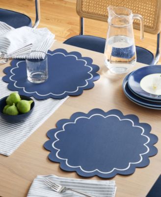 Scallop Edge 15" Round Reversible Placemats, Set of 6