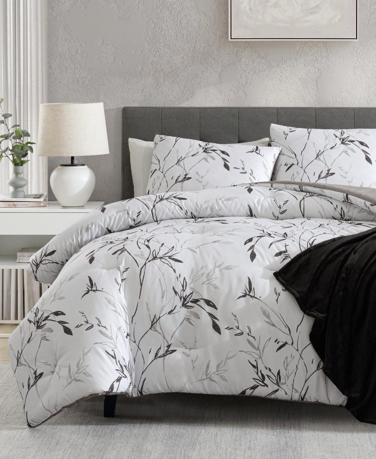 Kenneth Cole New York Closeout!  Ink Wash Vine 3-pc. Comforter Set, Twin In White