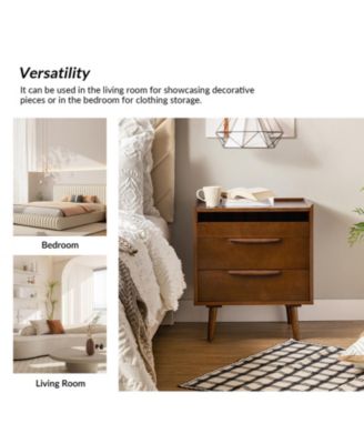 Mid-century Lisa 3-Drawer Nightstand with Solid Wood Legs