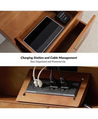 Mid-century ModernIsabel 2-Drawer End Table with Built-in Outlets