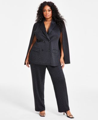 Trendy Plus Size Studded Scuba Straight-Leg Pants