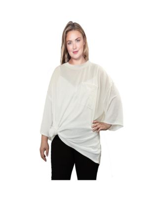 Plus Size Drop Shoulder Crew Neck Tops