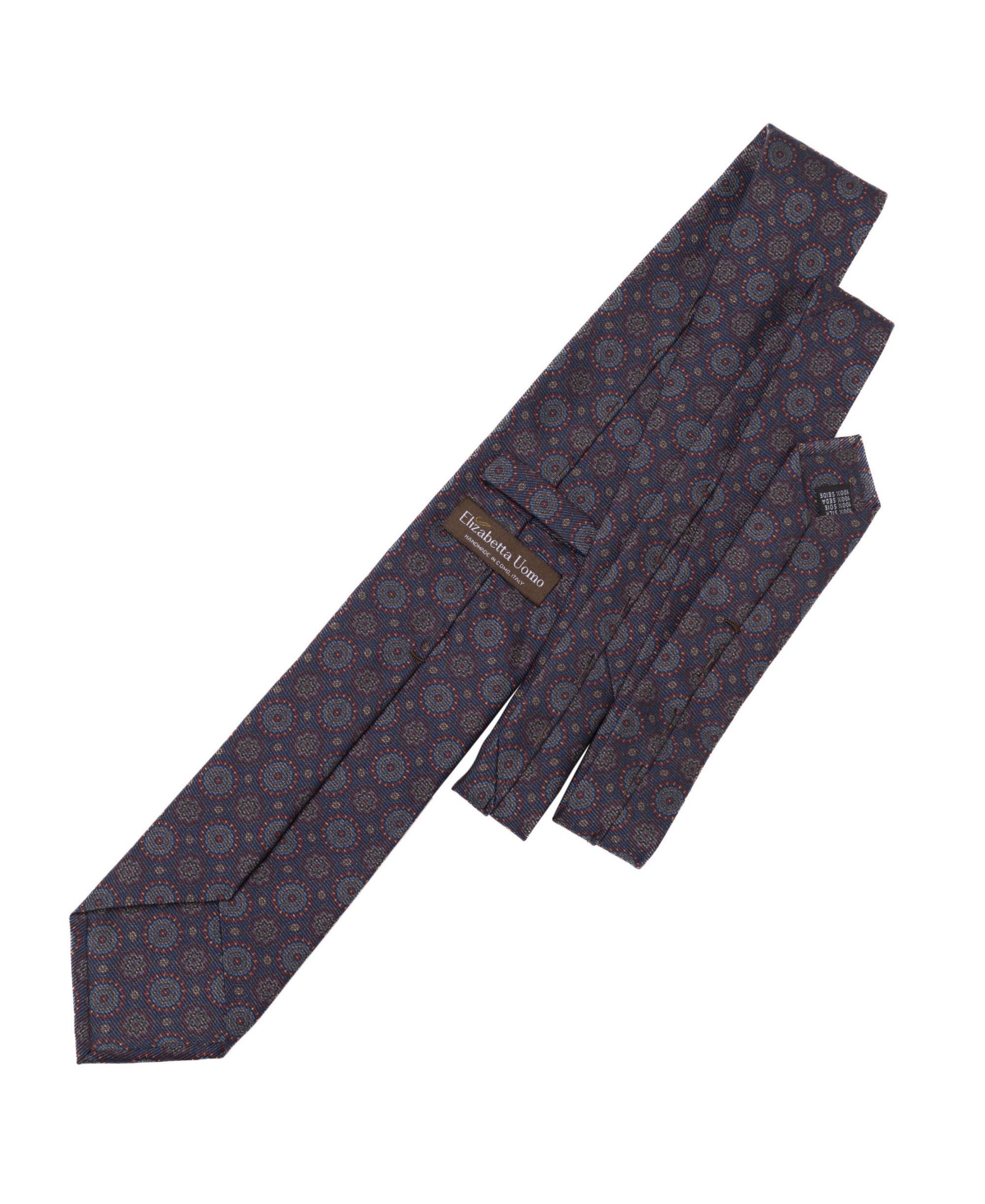Moretti - Printed Silk Tie for Men - Navy  burgundy
