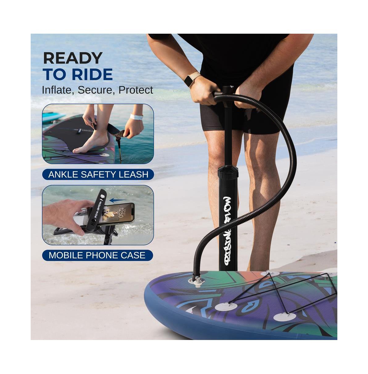 SereneLife Rising Flow Stand-Up Paddle-Board (Sup) with Waterproof Mobile Phone Case, 10'6