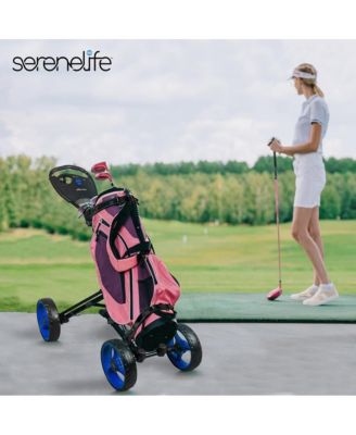 Foldable 4-Wheel Golf Push Cart, AI Frame Trolley