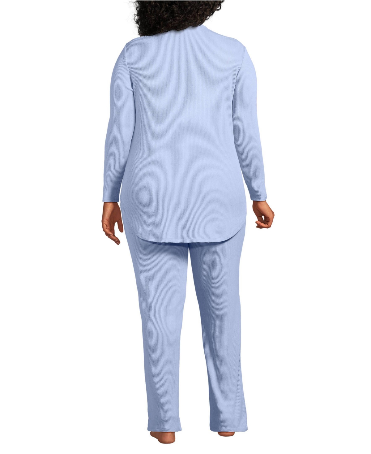Lands' End Plus Size Cozy 2 Piece Pajama Set - Long Sleeve Top and Pants