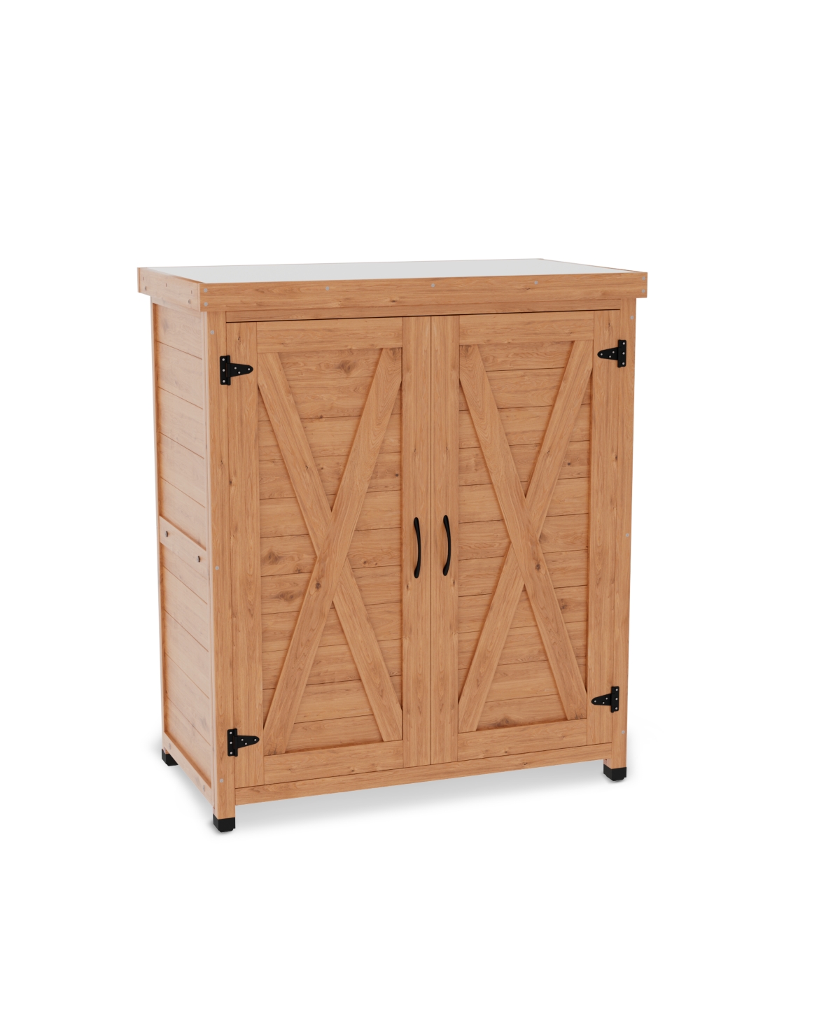 Streamdale Furniture Potting Bench with Storage Cabinet and Metal Table Top for Outdoor Patio, Outdoor Work Station Table