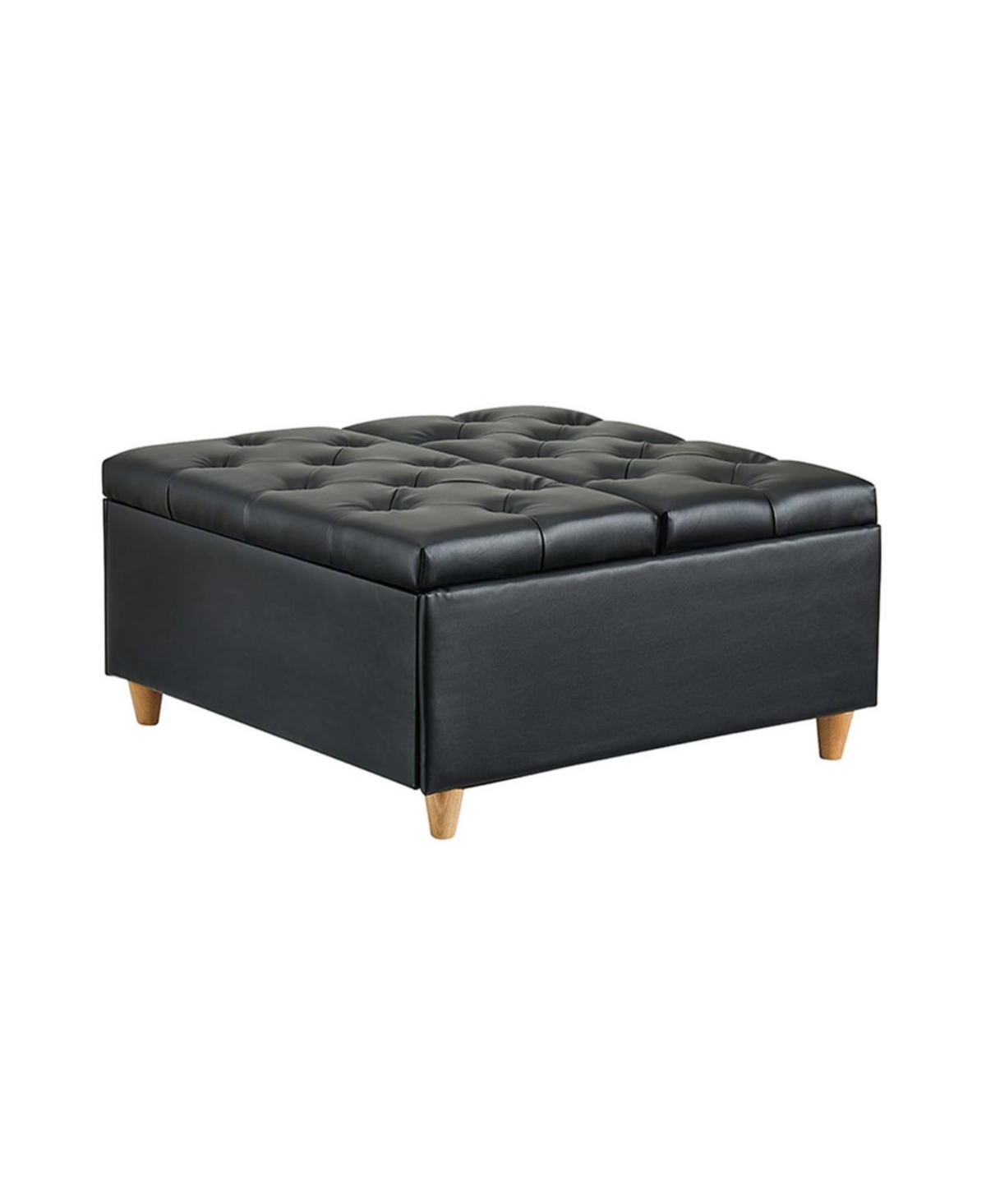 Gaomon Ottoman Coffee Table with Lift Top,Faux Leather Fabric Tufted Upholstered Ottoman with Storage, Large Square Storage Ottoman Bench for Bedroom