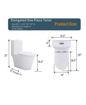 Elongated One Piece Toilet White