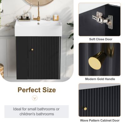 Modern 21.6" Floating Bathroom Vanity with Ceramic Basin (Left)