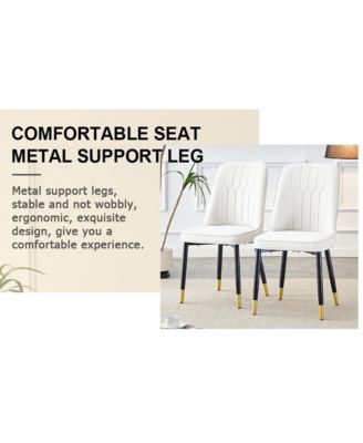 Table and chair set.Modern rectangular dining table with black textured stickers glass tabletop and gold plated metal legs.Paired with 6 comfortable chairs with PU seats and black metal legs.