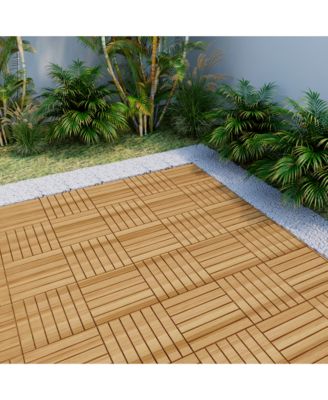 Streamdale 10PCS 12" Striped Acacia Deck Tiles