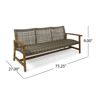Hampton Wood + Wicker 3 Seater