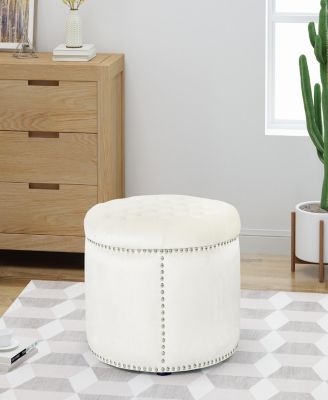 Luxurious Velvet Ottoman with Studded Rim for Comfort and Style