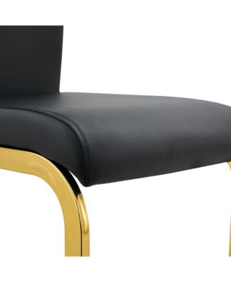 Table and chair set, Modern minimalist rectangular dining table, 0.4 inch thick, with a black imitation marble pattern glass desktop and black MDF legs. Comfortable PU seats, perfect for dinner, meet