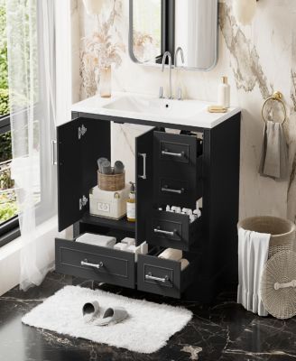 36" Black Traditional Vanity with Resin Sink Combo