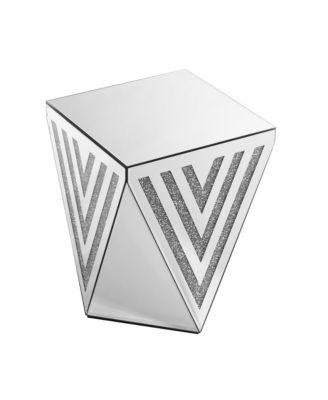 Crystal-Inlaid Mirror Side Table for Living Room