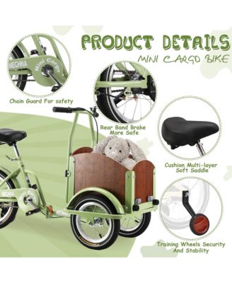 Foldable Tricycle for Kids Ages 6-12,Mini Cargo Bike, Pet Bike, Reverse Tricycle, Outdoor Parent-Child Bike for travel, With Cargo Basket and Training Wheels